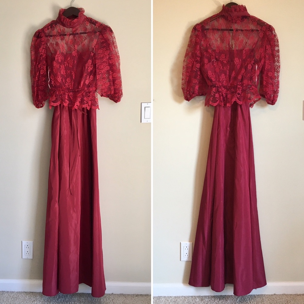 Vintage 1980s Maroon Bridesmaid Dress 13/14